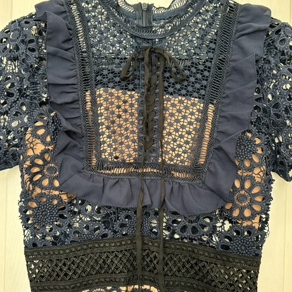 XUEYUANFENG BLUE LACE DRESS Size M - Picture 4 of 5